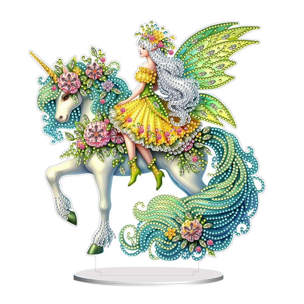 Acrylic Special Shape Unicorn Fairy Desktop Diamond Art Kits Bedroom Table Decor