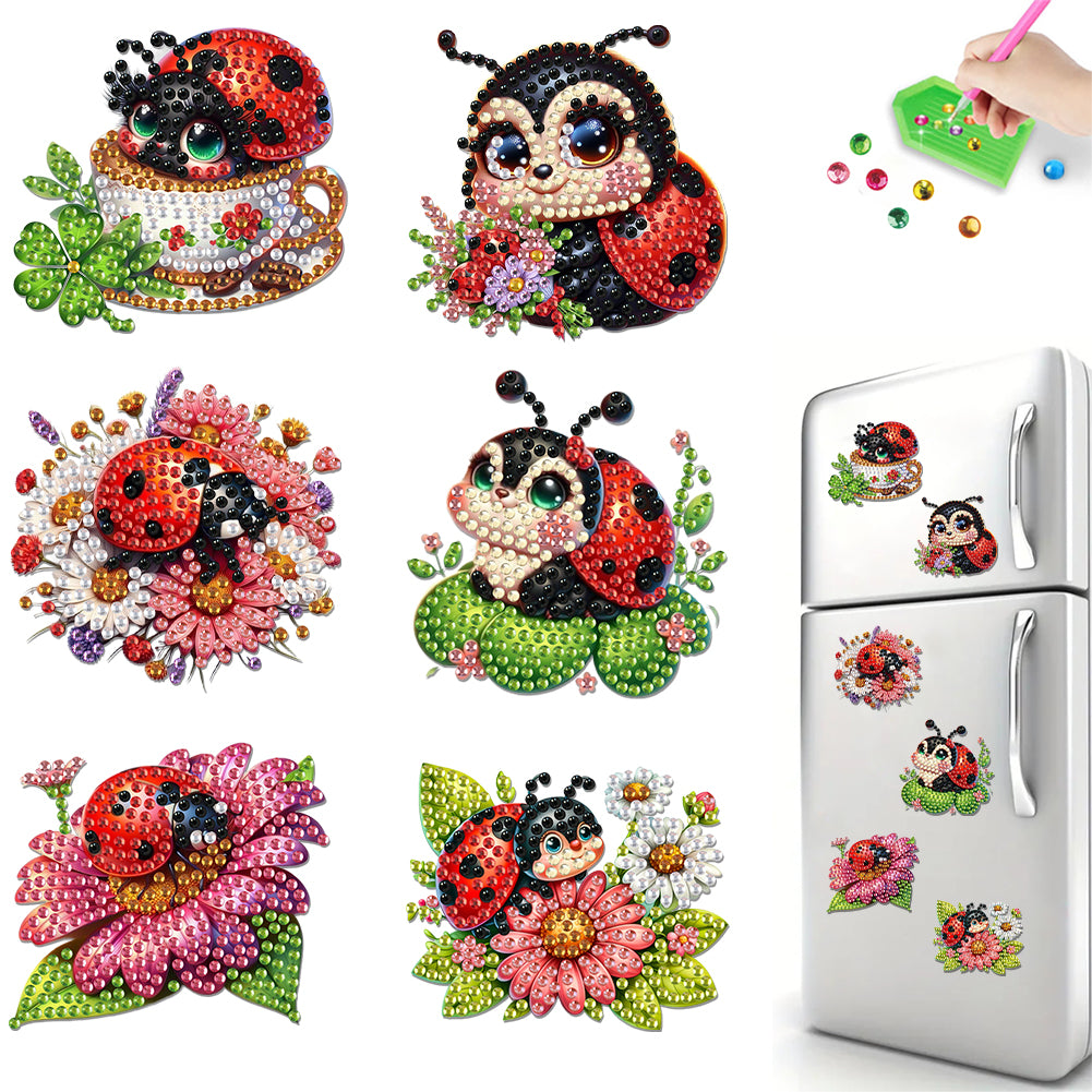 6Pcs Acrylic Bee Diamond Art Magnets Decals Diamond Painting Refrigerator Magnet