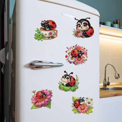 6Pcs Acrylic Bee Diamond Art Magnets Decals Diamond Painting Refrigerator Magnet