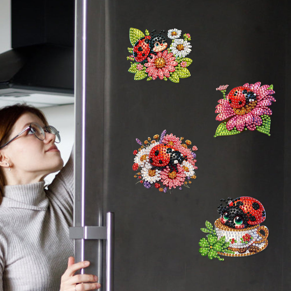6Pcs Acrylic Bee Diamond Art Magnets Decals Diamond Painting Refrigerator Magnet