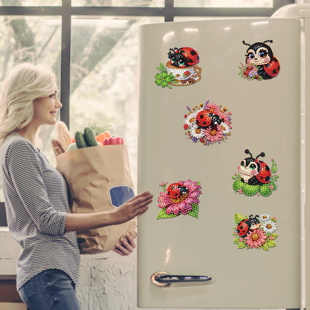 6Pcs Acrylic Bee Diamond Art Magnets Decals Diamond Painting Refrigerator Magnet