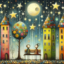 Load image into Gallery viewer, Diamond Painting - Full Round - House Under The Moon (40*40CM)
