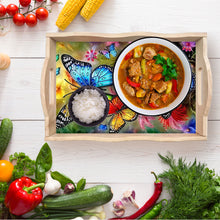 Load image into Gallery viewer, Butterfly Diamond Painting Wooden Serving Tray with Handles Home Decoration Gift
