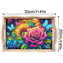 Load image into Gallery viewer, Butterfly Diamond Painting Wooden Serving Tray with Handles Home Decoration Gift
