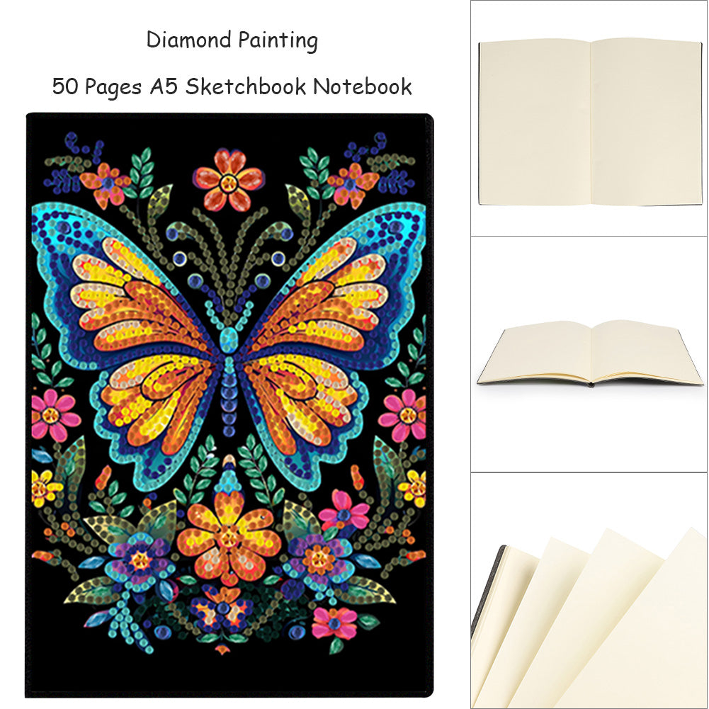 50 Pages A5 Special Shaped Butterfly 5D Diamond Painting Notebook for Boys Girls