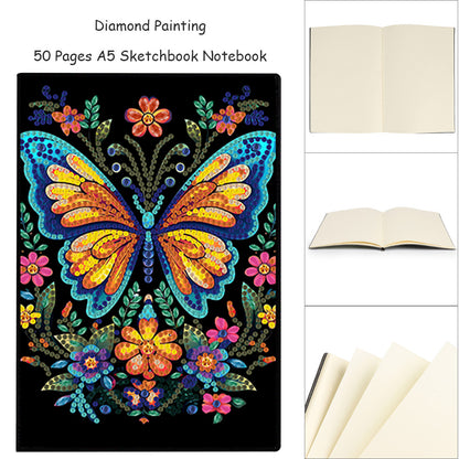 50 Pages A5 Special Shaped Butterfly 5D Diamond Painting Notebook for Boys Girls