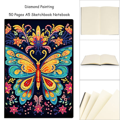 50 Pages A5 Special Shaped Butterfly 5D Diamond Painting Notebook for Boys Girls
