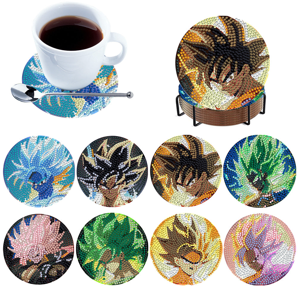 8 Pcs Wooden Diamond Painting Coasters with Holder DIY Coaster Diamond Art Kits