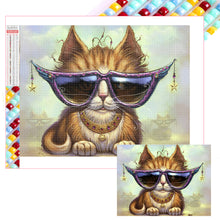 Load image into Gallery viewer, Diamond Painting - Full Square - Cat With Sunglasses (40*30CM)
