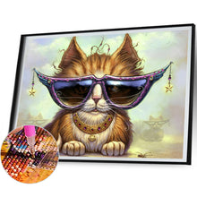 Load image into Gallery viewer, Diamond Painting - Full Square - Cat With Sunglasses (40*30CM)
