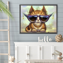 Load image into Gallery viewer, Diamond Painting - Full Square - Cat With Sunglasses (40*30CM)
