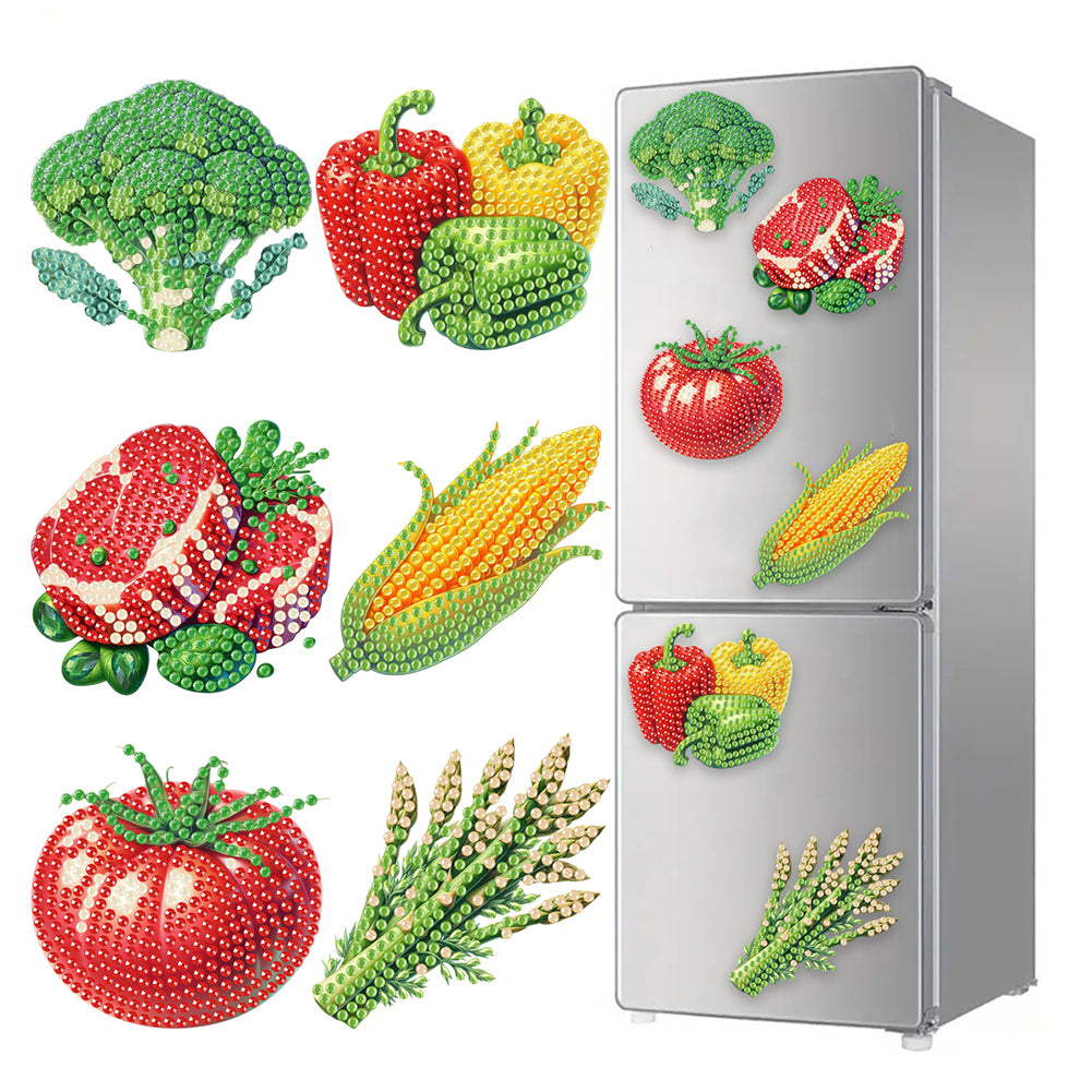 6Pcs Acrylic Cats Diamond Art Fridge Magnet Diamond Painting Refrigerator Magnet