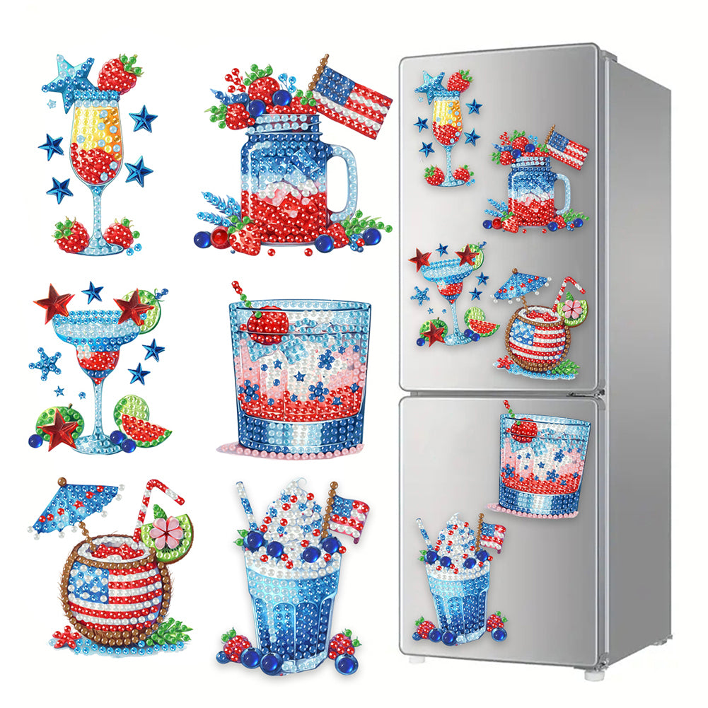 6Pcs Acrylic Cats Diamond Art Fridge Magnet Diamond Painting Refrigerator Magnet