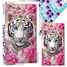 Load image into Gallery viewer, Diamond Painting - Full Round - White Tiger And Flower (40*70CM)
