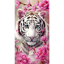 Load image into Gallery viewer, Diamond Painting - Full Round - White Tiger And Flower (40*70CM)
