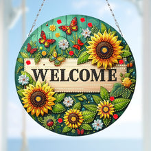 Load image into Gallery viewer, Sunflower DIY Diamond Art Pendant Kit Diamond Painting Door Sign for Wall Window
