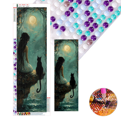 Diamond Painting - Full Round - Girl And Cat (30*90CM)