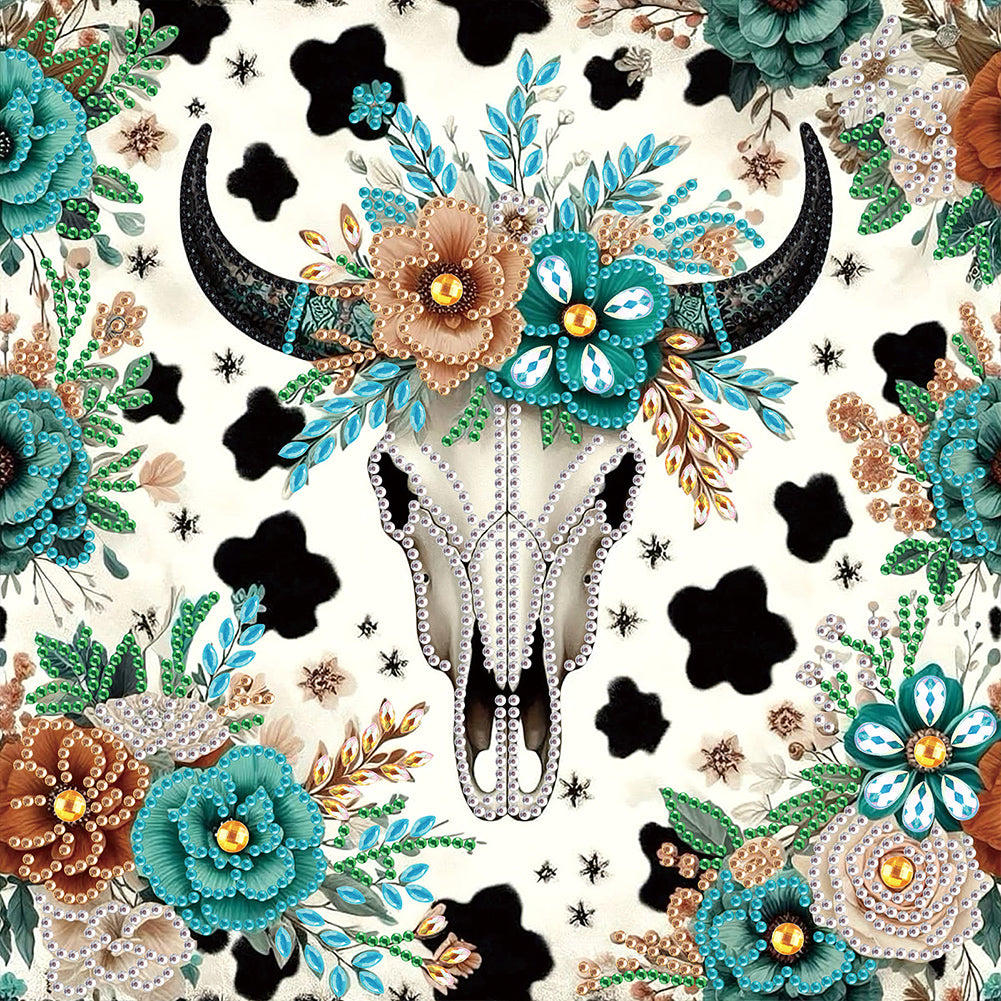 Diamond Painting - Partial Special Shaped - Indian Cow Skull (30*30CM)