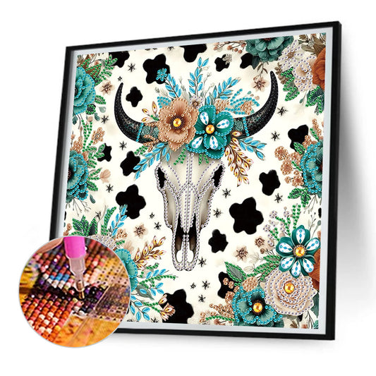 Diamond Painting - Partial Special Shaped - Indian Cow Skull (30*30CM)