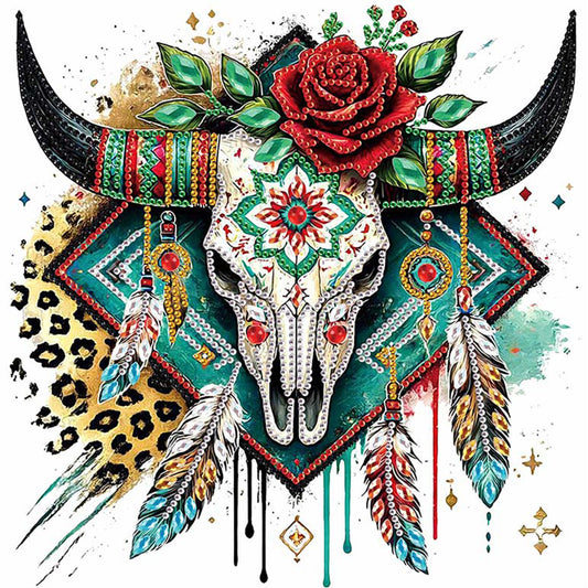 Diamond Painting - Partial Special Shaped - Indian Cow Skull (30*30CM)