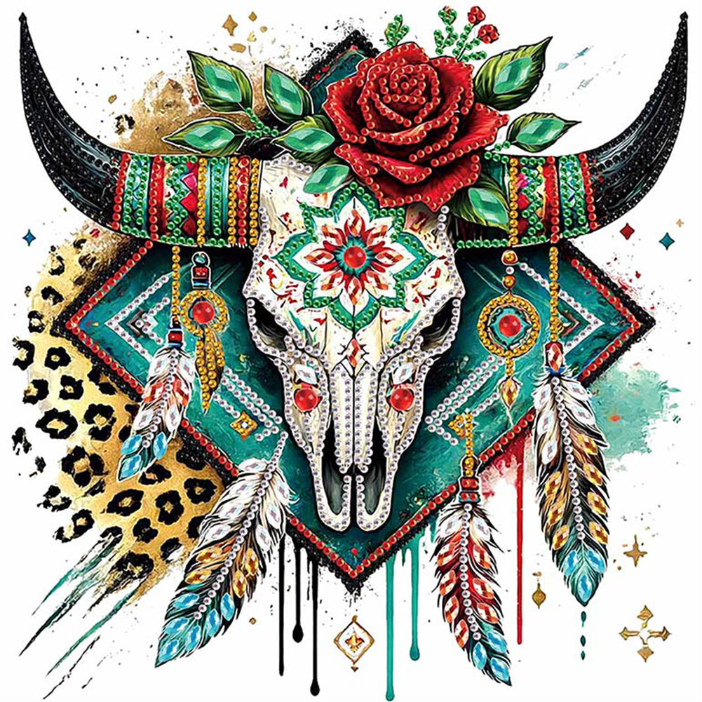 Diamond Painting - Partial Special Shaped - Indian Cow Skull (30*30CM)