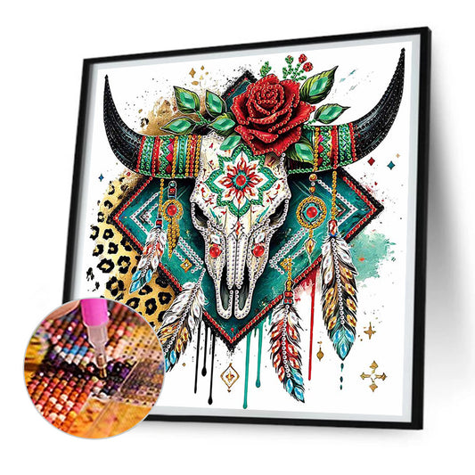 Diamond Painting - Partial Special Shaped - Indian Cow Skull (30*30CM)