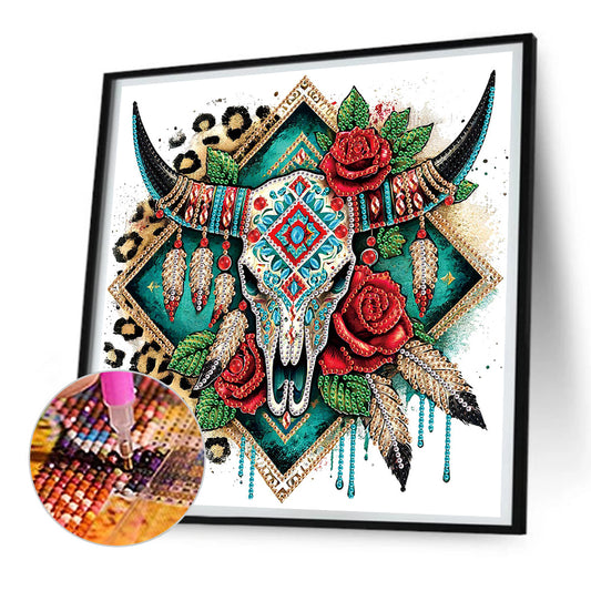 Diamond Painting - Partial Special Shaped - Indian Cow Skull (30*30CM)