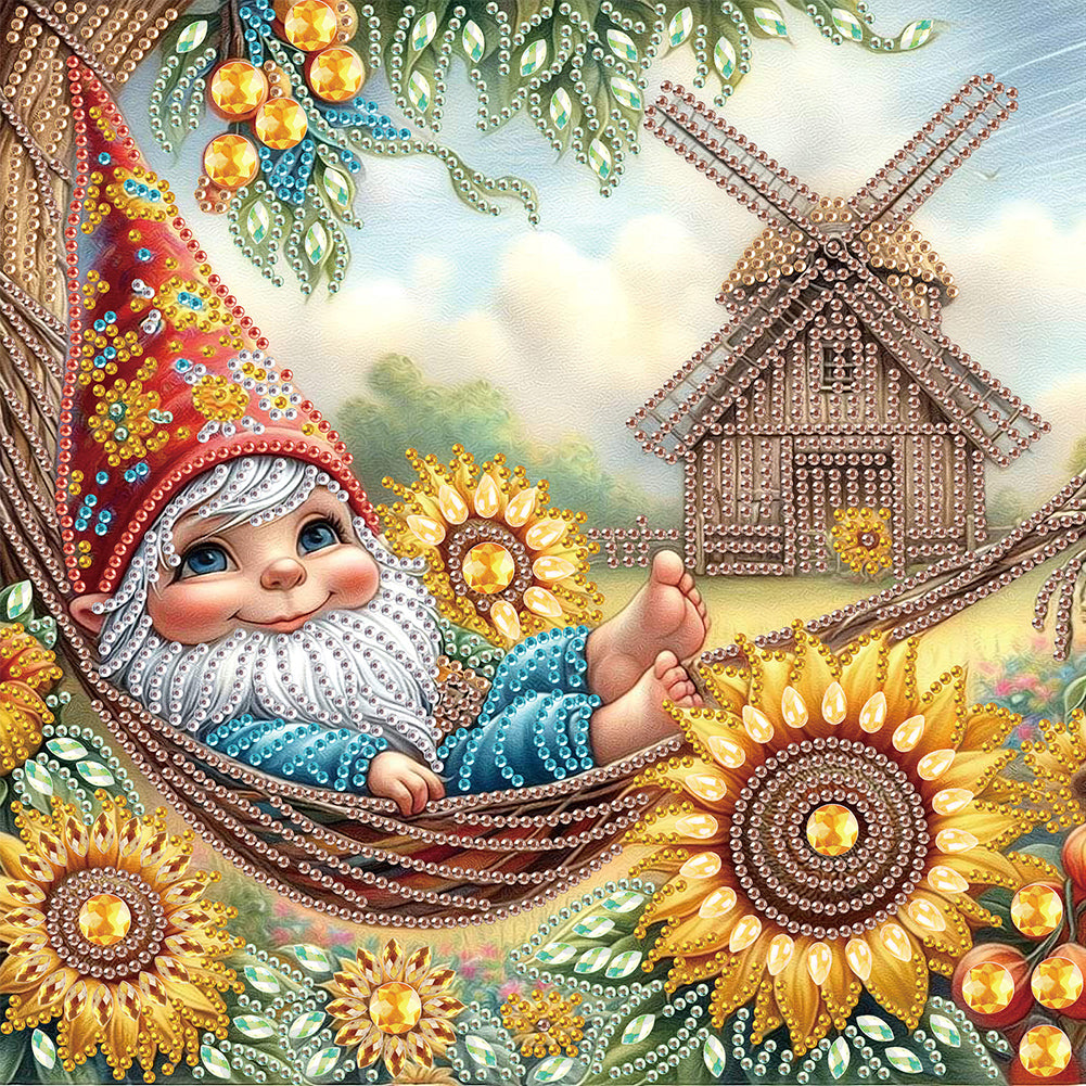 Diamond Painting - Partial Special Shaped - Summer Gnome (30*30CM)