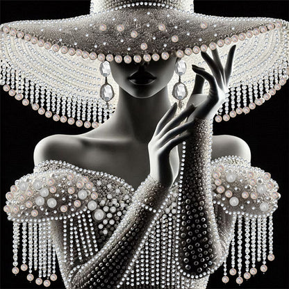 Diamond Painting - Partial Special Shaped - Elegant Hat Lady (30*30CM)