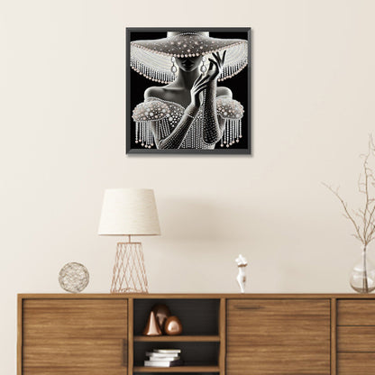Diamond Painting - Partial Special Shaped - Elegant Hat Lady (30*30CM)