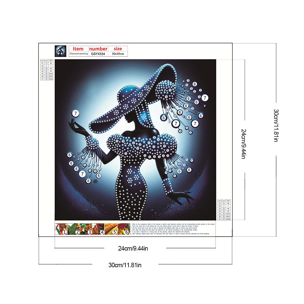 Diamond Painting - Partial Special Shaped - Elegant Hat Lady (30*30CM)