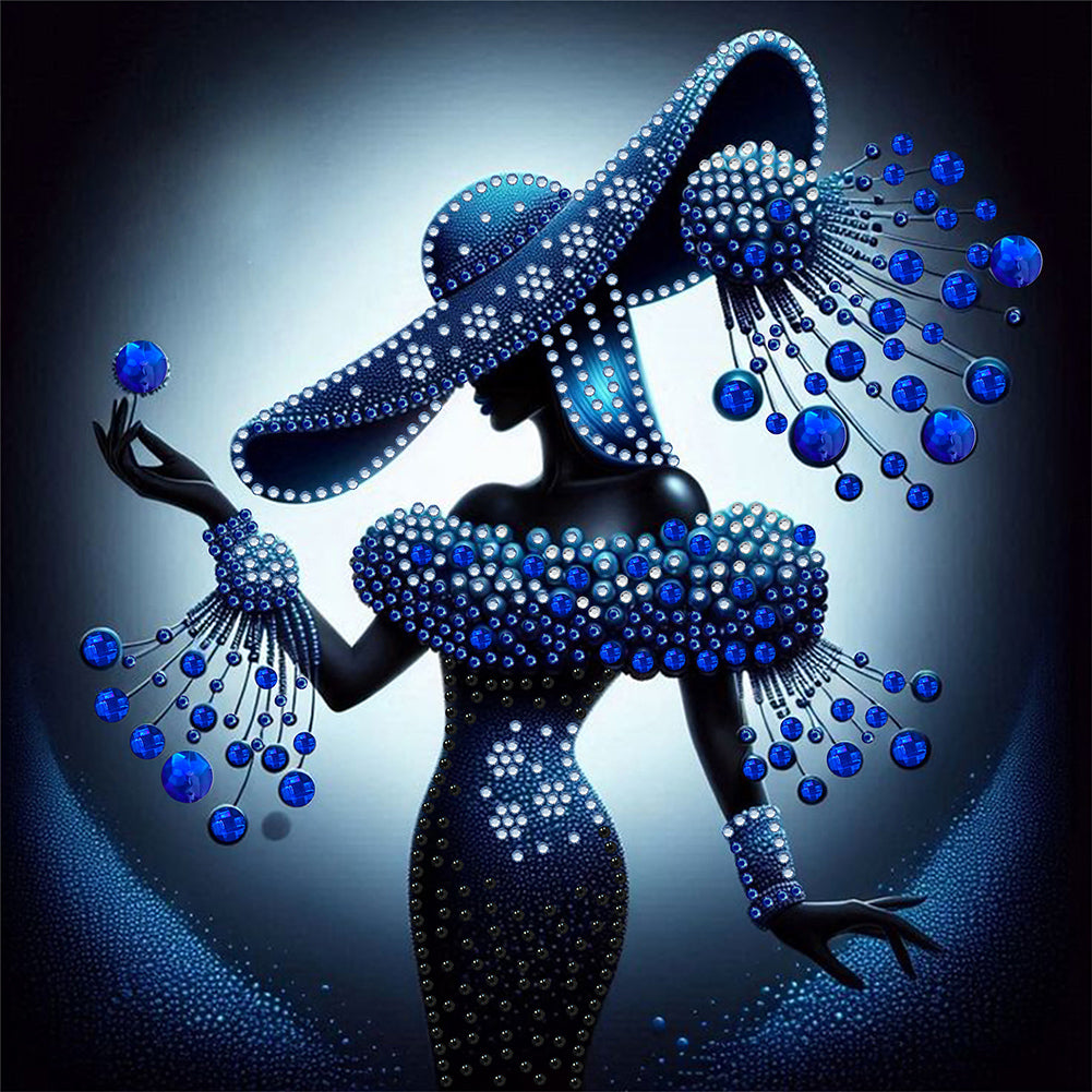 Diamond Painting - Partial Special Shaped - Elegant Hat Lady (30*30CM)