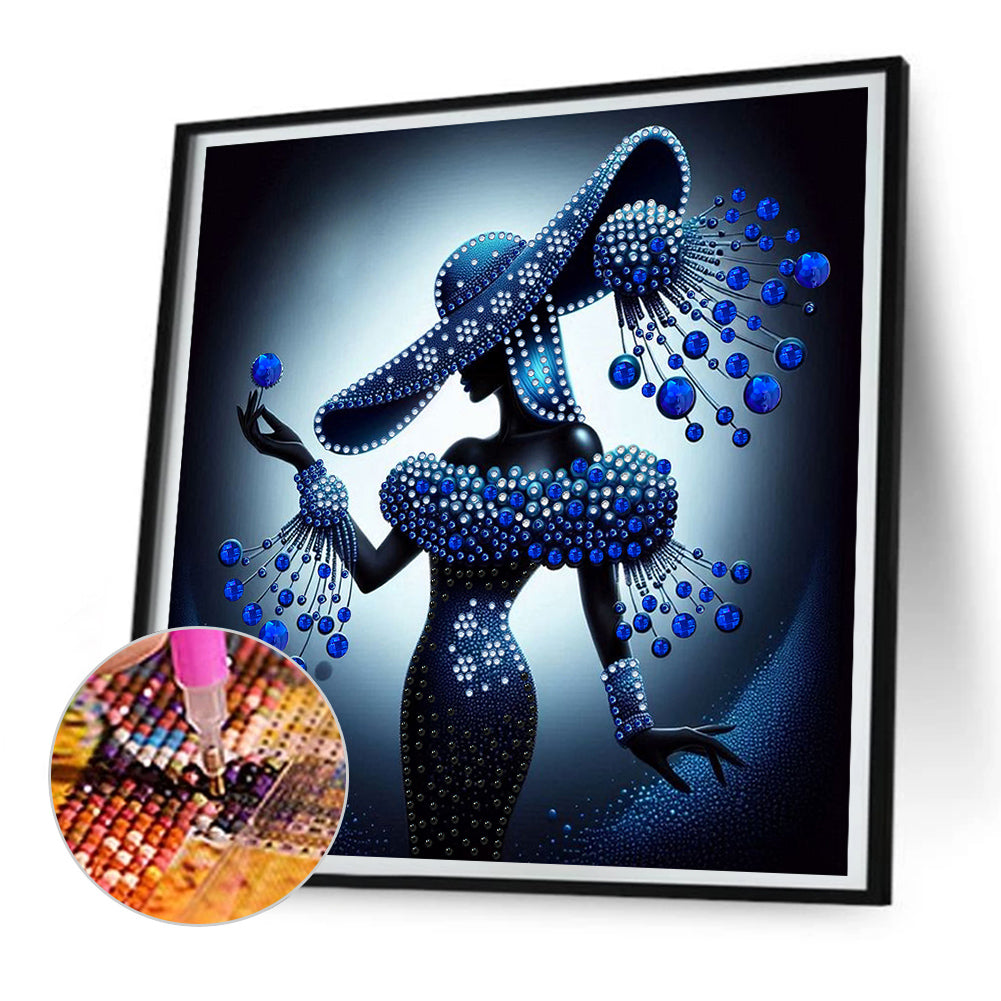 Diamond Painting - Partial Special Shaped - Elegant Hat Lady (30*30CM)