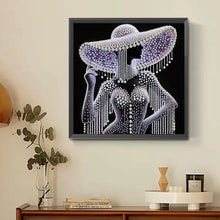 Load image into Gallery viewer, Diamond Painting - Partial Special Shaped - Elegant Hat Lady (30*30CM)
