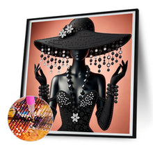 Load image into Gallery viewer, Diamond Painting - Partial Special Shaped - Elegant Hat Lady (30*30CM)
