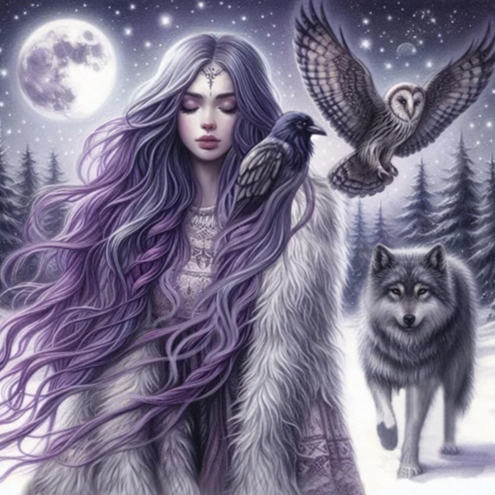 Diamond Painting - Full Round - Girl With Purple Hair (40*40CM)