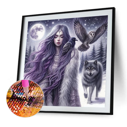 Diamond Painting - Full Round - Girl With Purple Hair (40*40CM)