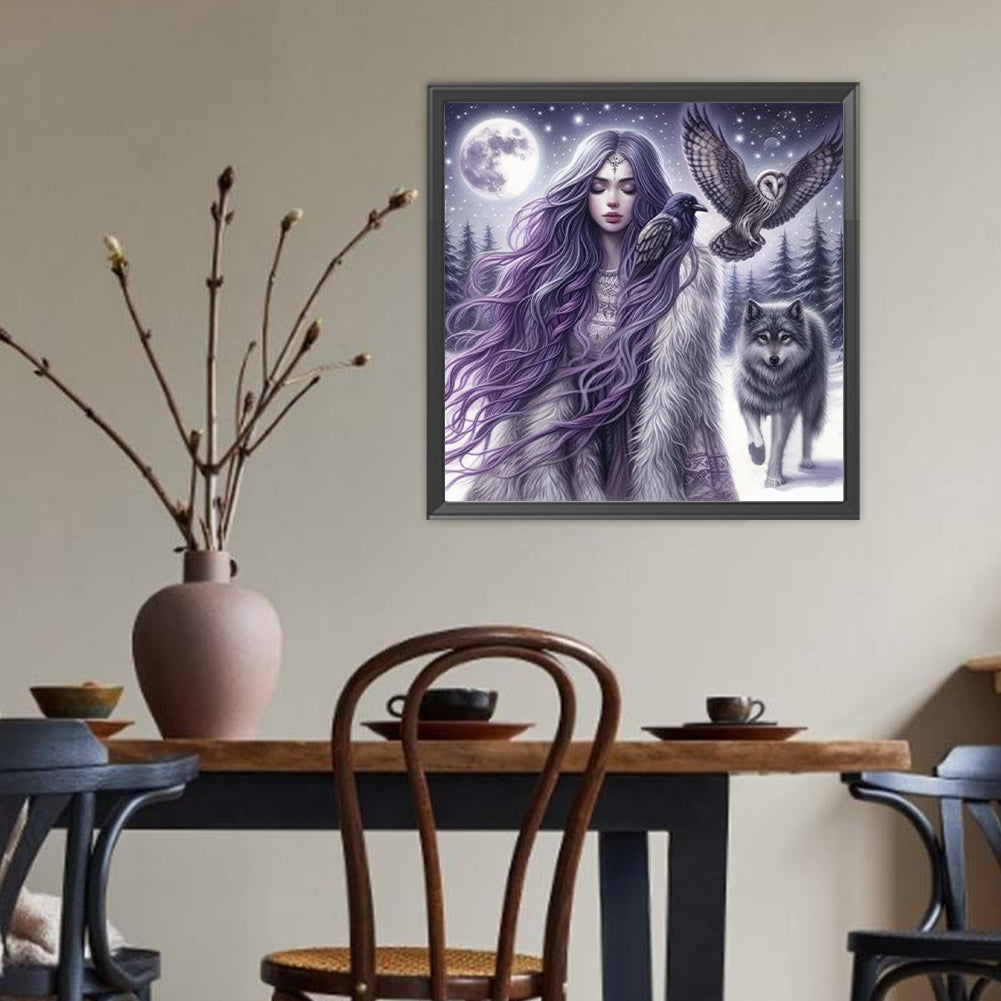 Diamond Painting - Full Round - Girl With Purple Hair (40*40CM)