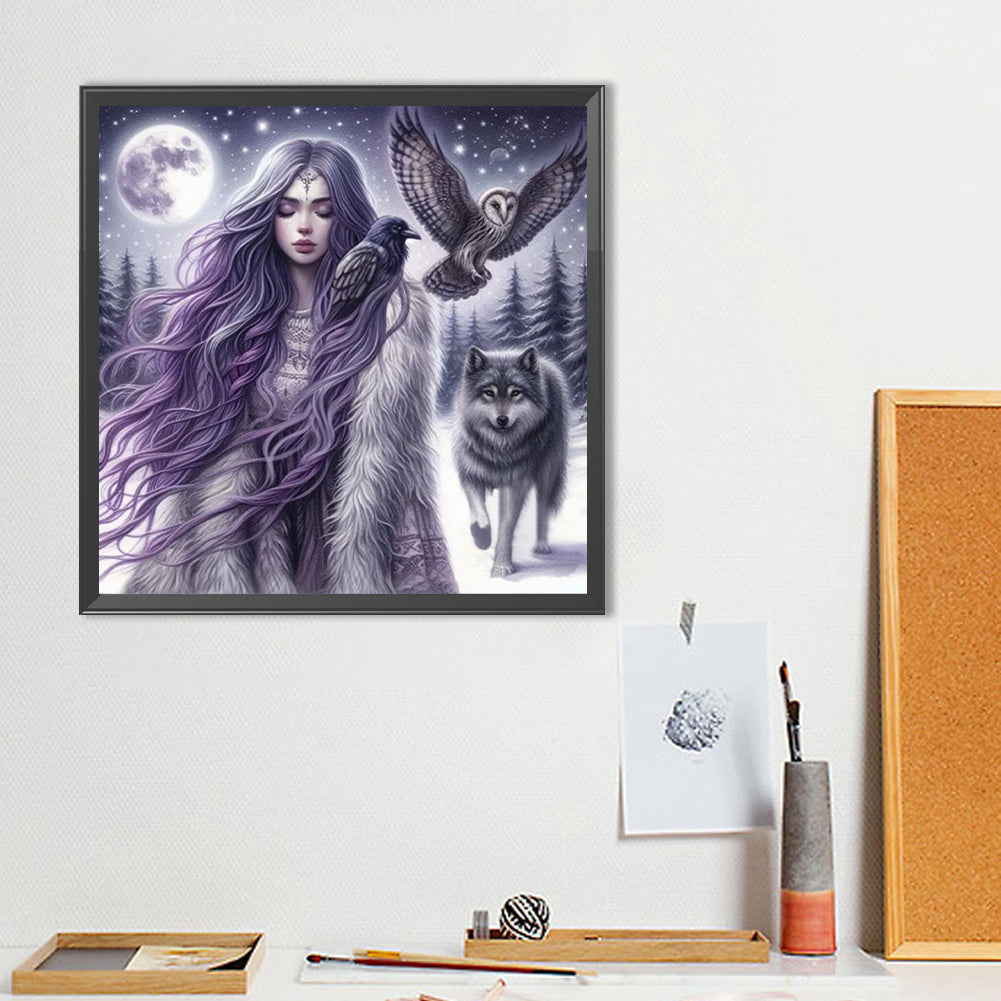 Diamond Painting - Full Round - Girl With Purple Hair (40*40CM)