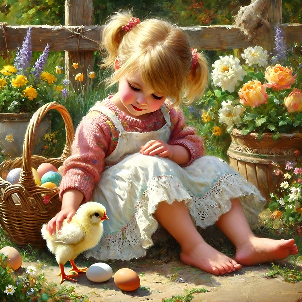 Diamond Painting - Full Round - Cute Girl (40*40CM)