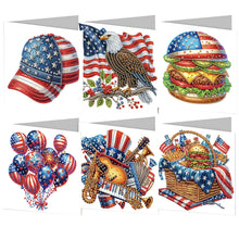 Load image into Gallery viewer, 6Pcs Independence Day Diamond Painting Greeting Cards DIY Diamond Drawing Card
