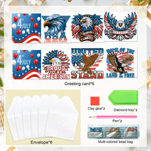 Load image into Gallery viewer, 6Pcs Independence Day Diamond Painting Greeting Cards DIY Diamond Drawing Card
