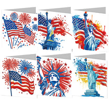 Load image into Gallery viewer, 6Pcs Independence Day Diamond Painting Greeting Cards DIY Diamond Drawing Card
