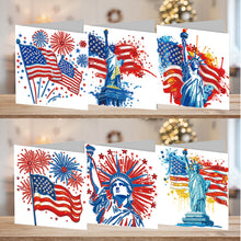 Load image into Gallery viewer, 6Pcs Independence Day Diamond Painting Greeting Cards DIY Diamond Drawing Card
