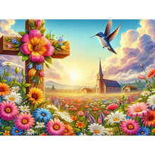 Load image into Gallery viewer, Diamond Painting - Full Round - Garden Hummingbird Cross (40*30CM)

