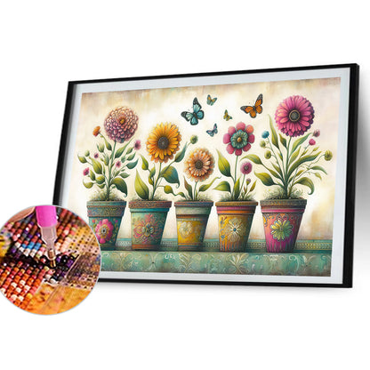 Diamond Painting - Full Round - Garden Flower Pot (40*30CM)
