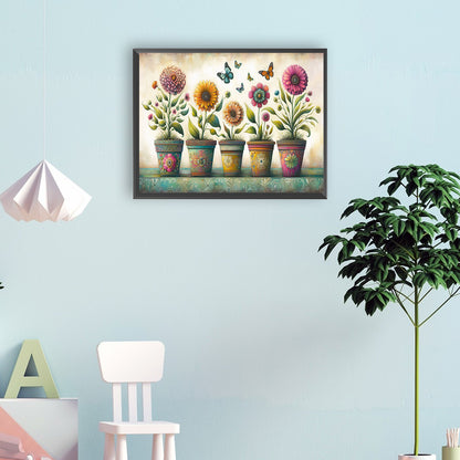 Diamond Painting - Full Round - Garden Flower Pot (40*30CM)