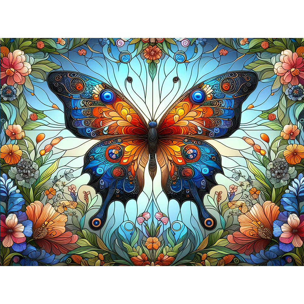 Diamond Painting - Full Round - Flowers And Butterflies (40*30CM)