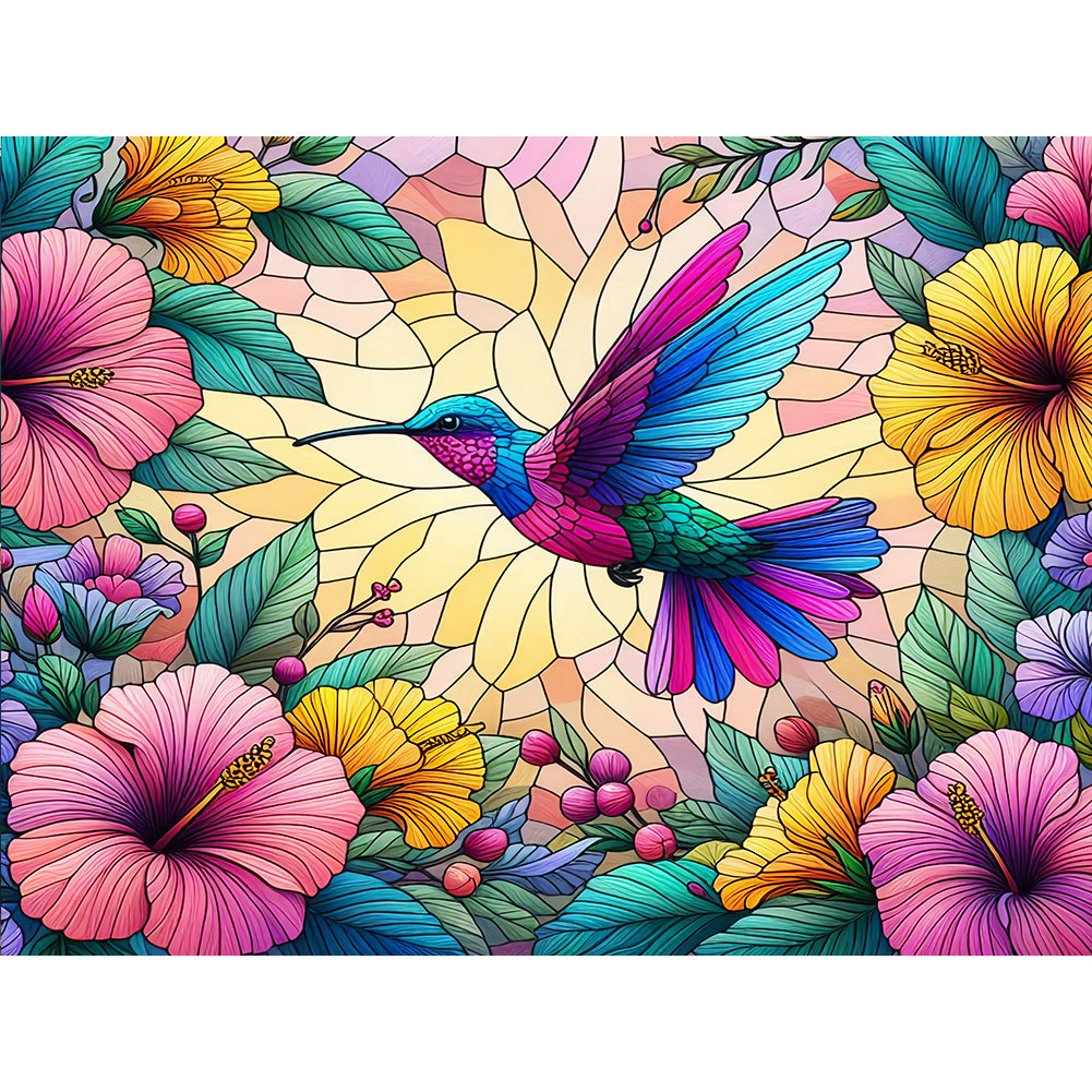 Diamond Painting - Full Round - Flower Hummingbird (40*30CM)