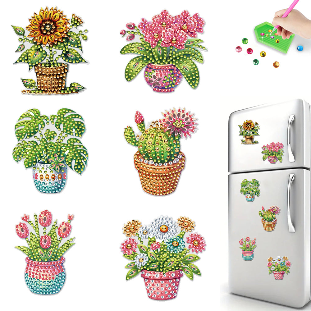6 Pcs Diamond Art Fridge Magnet DIY Diamond Painting Refrigerator Magnet